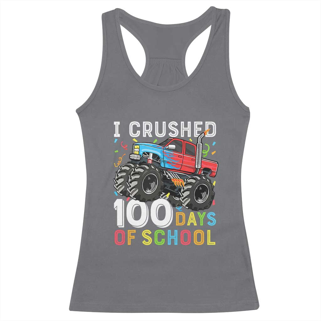 100 Days of School Monster Truck Racerback Tank Top Boys Crushing 100th Day Milestone