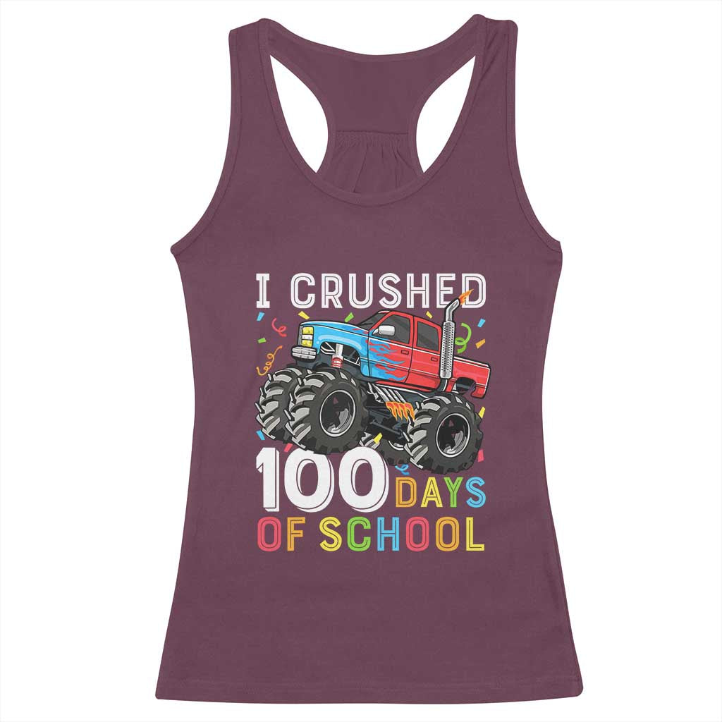 100 Days of School Monster Truck Racerback Tank Top Boys Crushing 100th Day Milestone
