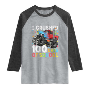 100 Days of School Monster Truck Raglan Shirt Boys Crushing 100th Day Milestone