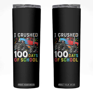 100 Days of School Monster Truck Skinny Tumbler Boys Crushing 100th Day Milestone