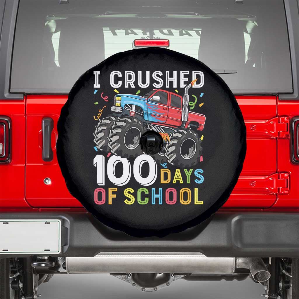 100 Days of School Monster Truck Spare Tire Cover Boys Crushing 100th Day Milestone