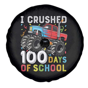100 Days of School Monster Truck Spare Tire Cover Boys Crushing 100th Day Milestone