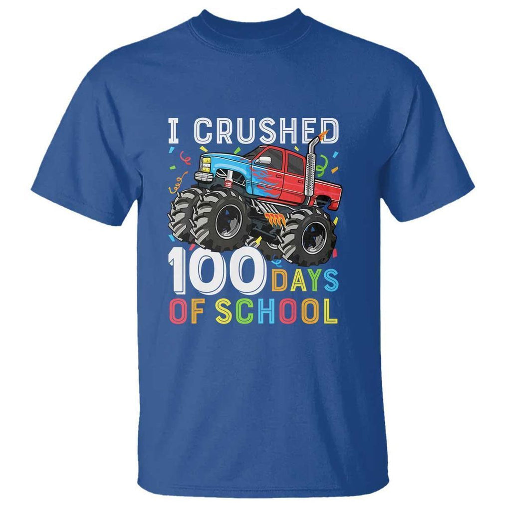 100 Days of School Monster Truck T Shirt Boys 100th Day Celebration TS01 Royal Blue Print Your Wear
