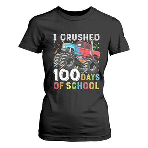 100 Days of School Monster Truck T Shirt For Women Boys Crushing 100th Day Milestone
