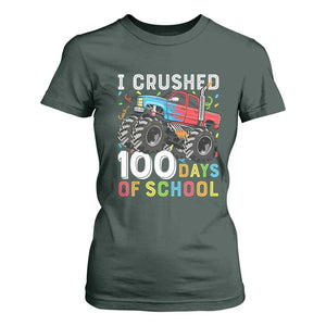 100 Days of School Monster Truck T Shirt For Women Boys Crushing 100th Day Milestone