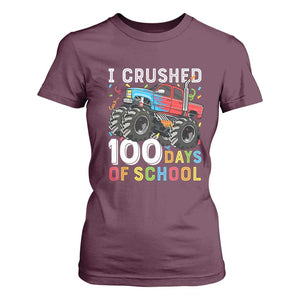 100 Days of School Monster Truck T Shirt For Women Boys Crushing 100th Day Milestone