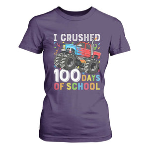 100 Days of School Monster Truck T Shirt For Women Boys Crushing 100th Day Milestone
