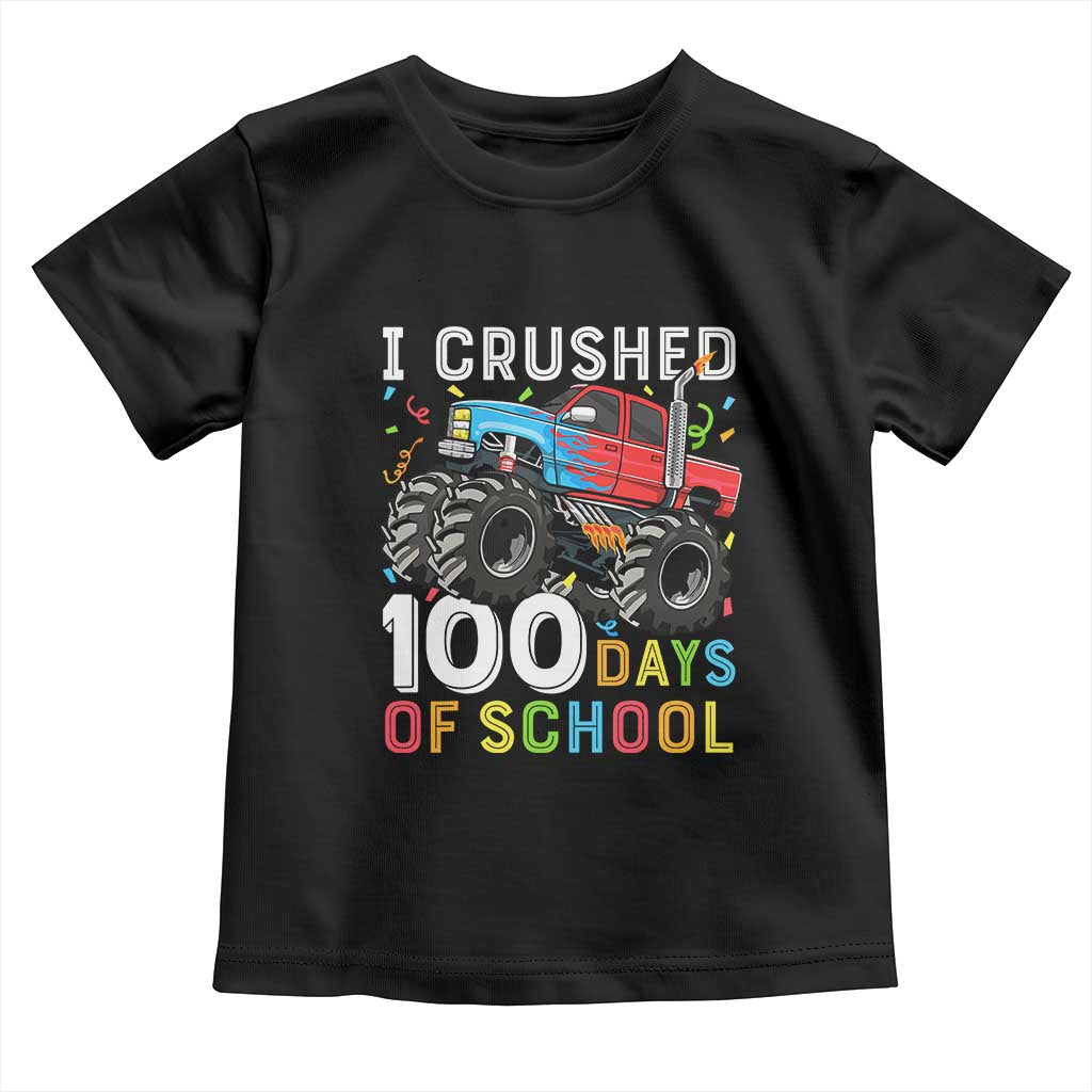 100 Days of School Monster Truck Toddler T Shirt Boys Crushing 100th Day Milestone