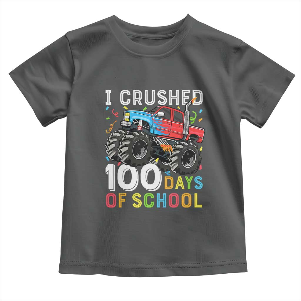 100 Days of School Monster Truck Toddler T Shirt Boys Crushing 100th Day Milestone