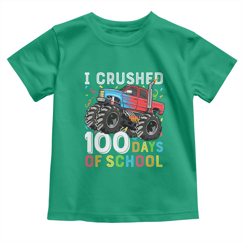 100 Days of School Monster Truck Toddler T Shirt Boys Crushing 100th Day Milestone
