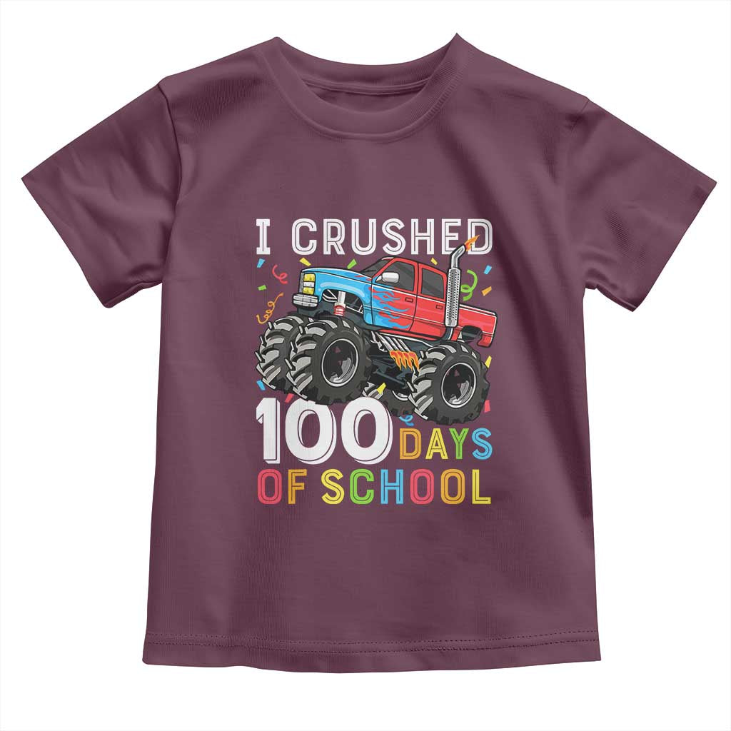 100 Days of School Monster Truck Toddler T Shirt Boys Crushing 100th Day Milestone