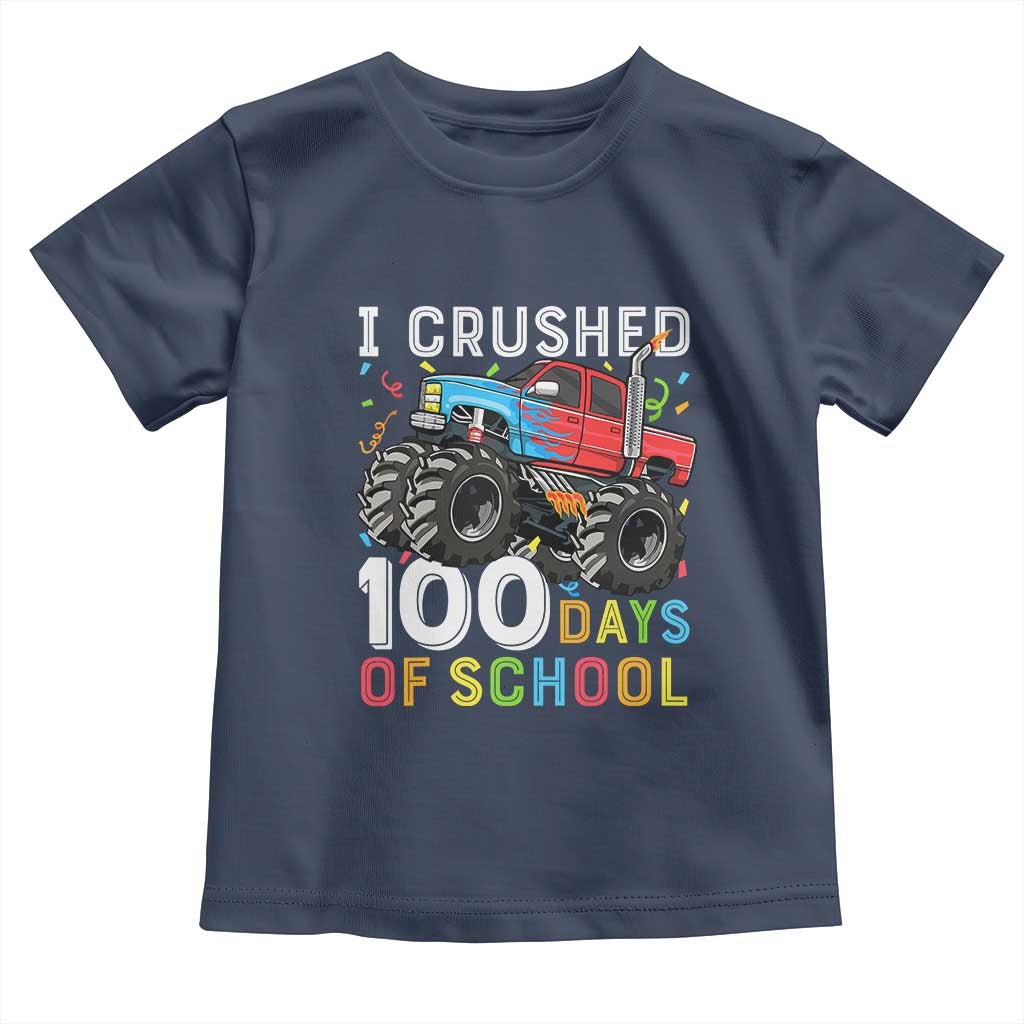 100 Days of School Monster Truck Toddler T Shirt Boys Crushing 100th Day Milestone