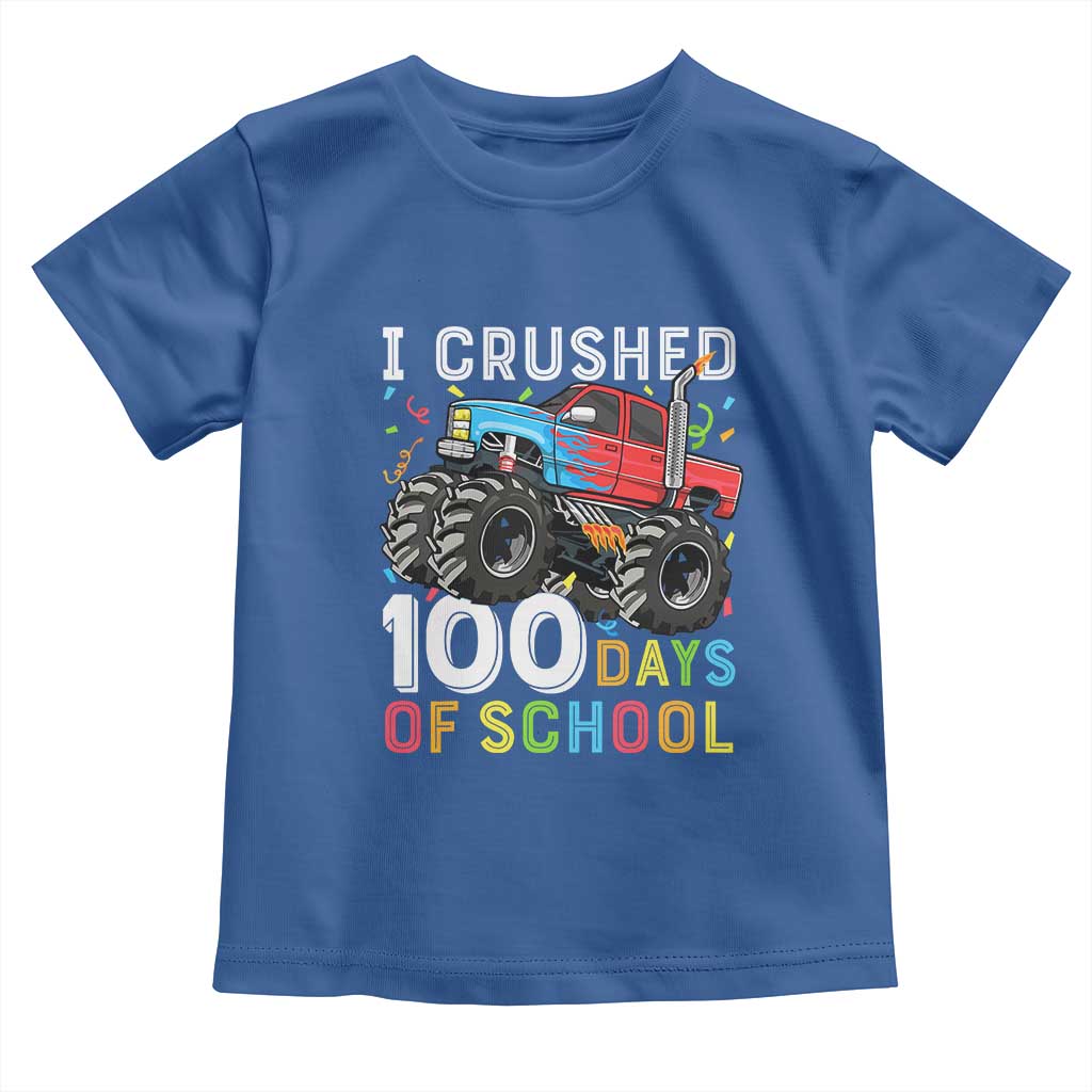 100 Days of School Monster Truck Toddler T Shirt Boys Crushing 100th Day Milestone