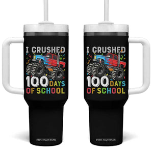 100 Days of School Monster Truck Tumbler With Handle Boys Crushing 100th Day Milestone