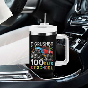 100 Days of School Monster Truck Tumbler With Handle Boys Crushing 100th Day Milestone