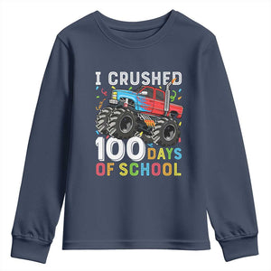 100 Days of School Monster Truck Youth Sweatshirt Boys Crushing 100th Day Milestone