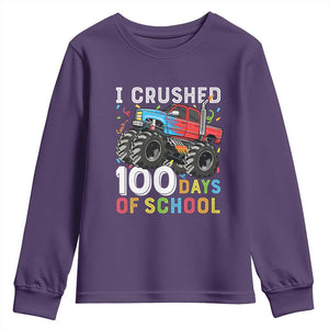 100 Days of School Monster Truck Youth Sweatshirt Boys Crushing 100th Day Milestone