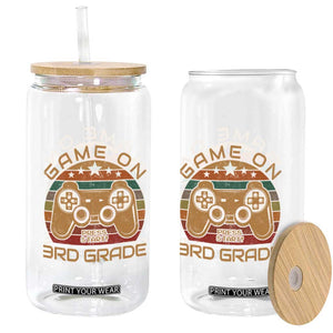 Game On First Day of 3rd Grade Glass Can Funny Gamer Back to School Kids Gift