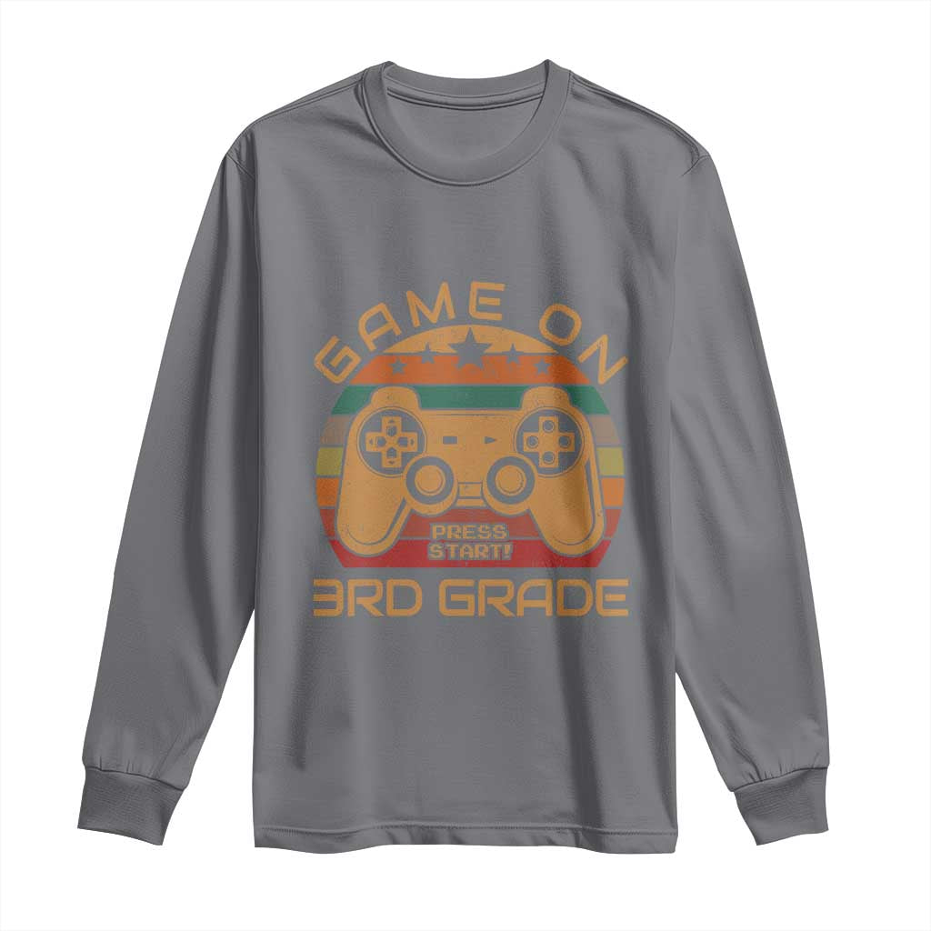 Game On First Day of 3rd Grade Long Sleeve Shirt Funny Gamer Back to School Kids Gift