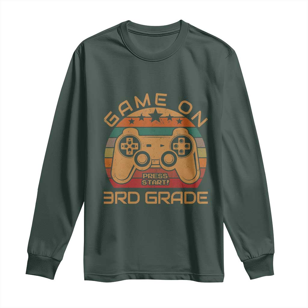 Game On First Day of 3rd Grade Long Sleeve Shirt Funny Gamer Back to School Kids Gift