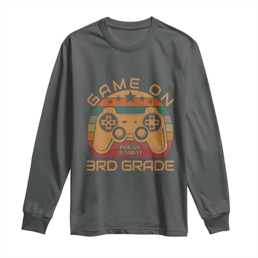 Game On First Day of 3rd Grade Long Sleeve Shirt Funny Gamer Back to School Kids Gift