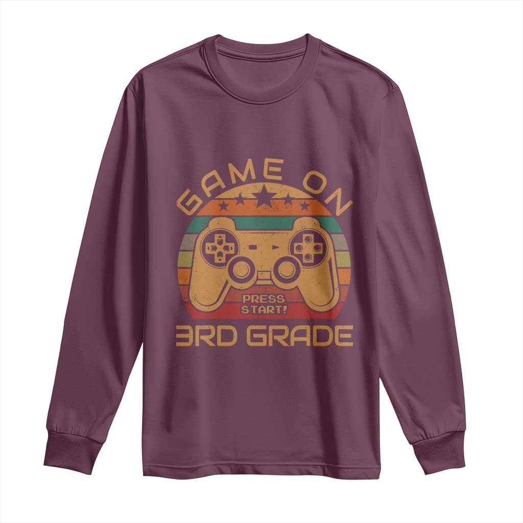 Game On First Day of 3rd Grade Long Sleeve Shirt Funny Gamer Back to School Kids Gift