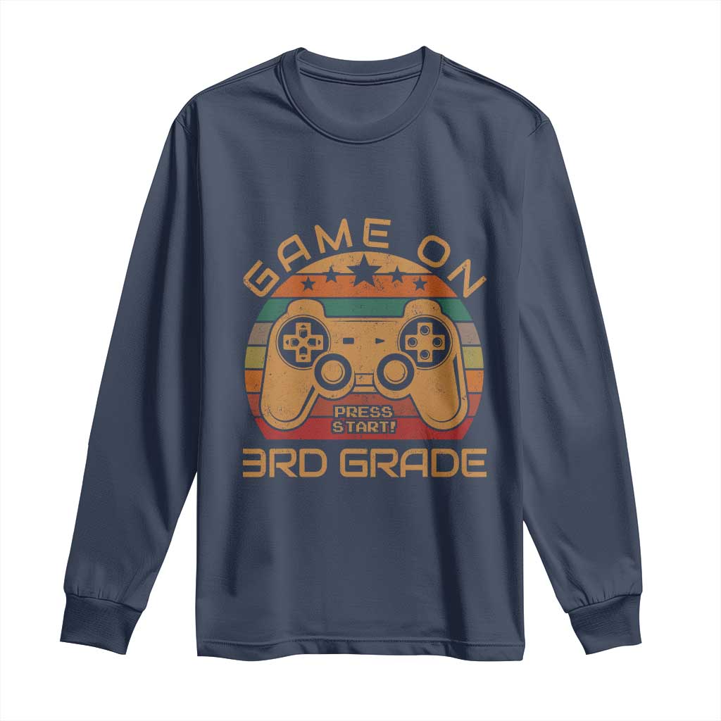 Game On First Day of 3rd Grade Long Sleeve Shirt Funny Gamer Back to School Kids Gift