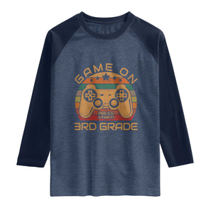 Game On First Day of 3rd Grade Raglan Shirt Funny Gamer Back to School Kids Gift