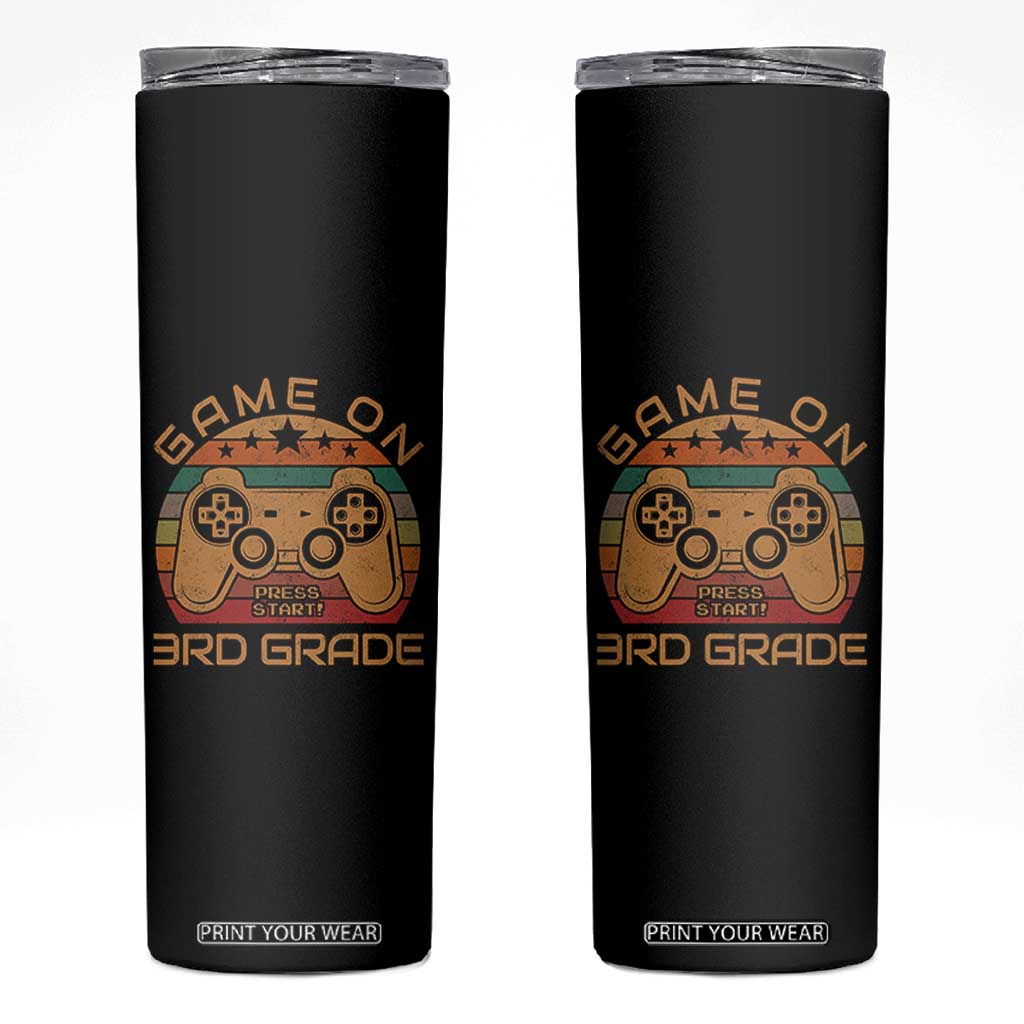 Game On First Day of 3rd Grade Skinny Tumbler Funny Gamer Back to School Kids Gift