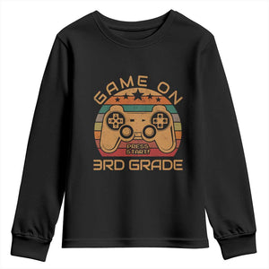 Game On First Day of 3rd Grade Youth Sweatshirt Funny Gamer Back to School Kids Gift