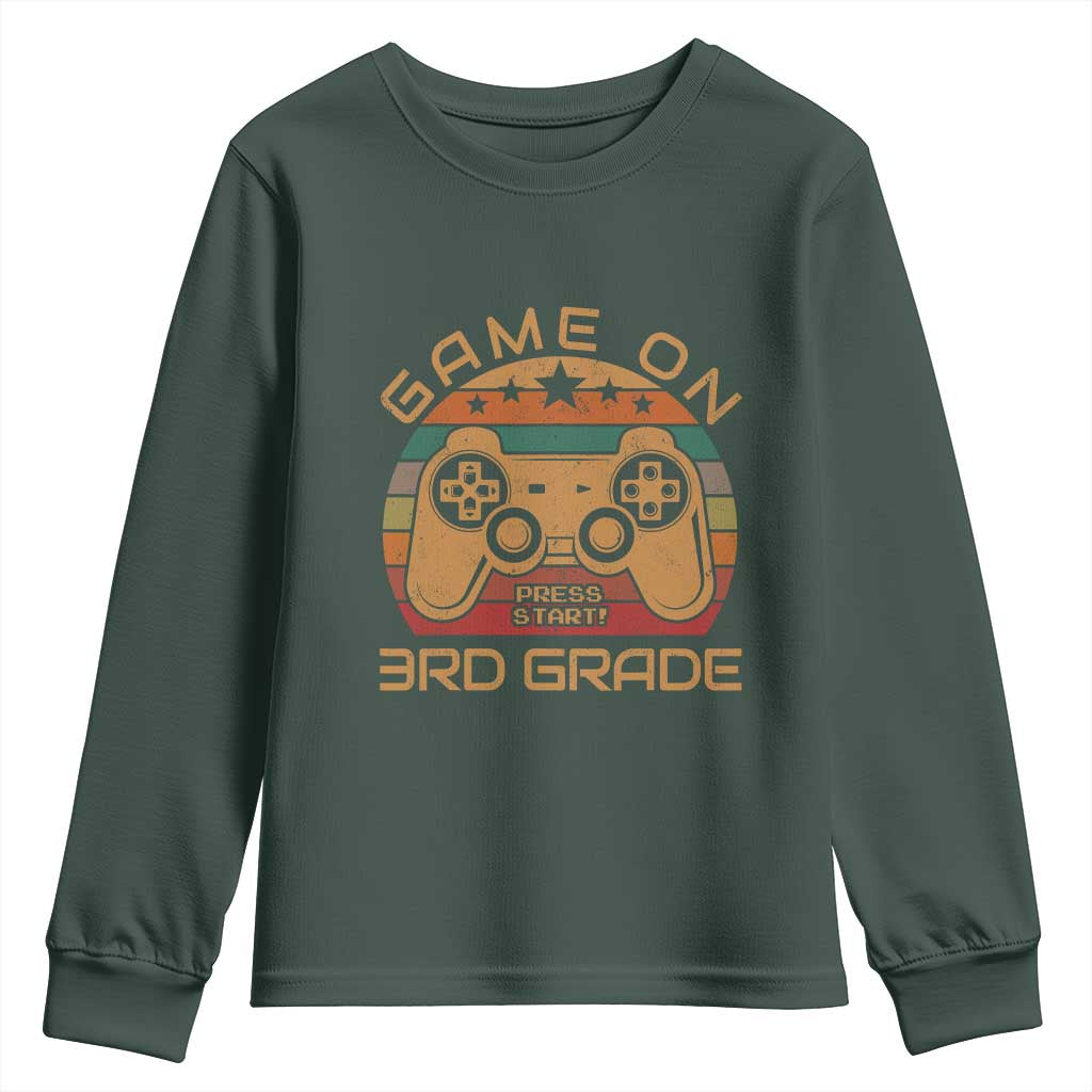 Game On First Day of 3rd Grade Youth Sweatshirt Funny Gamer Back to School Kids Gift