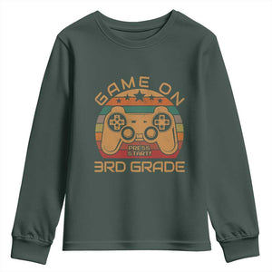 Game On First Day of 3rd Grade Youth Sweatshirt Funny Gamer Back to School Kids Gift