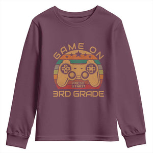 Game On First Day of 3rd Grade Youth Sweatshirt Funny Gamer Back to School Kids Gift