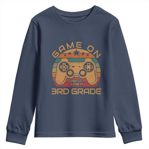 Game On First Day of 3rd Grade Youth Sweatshirt Funny Gamer Back to School Kids Gift