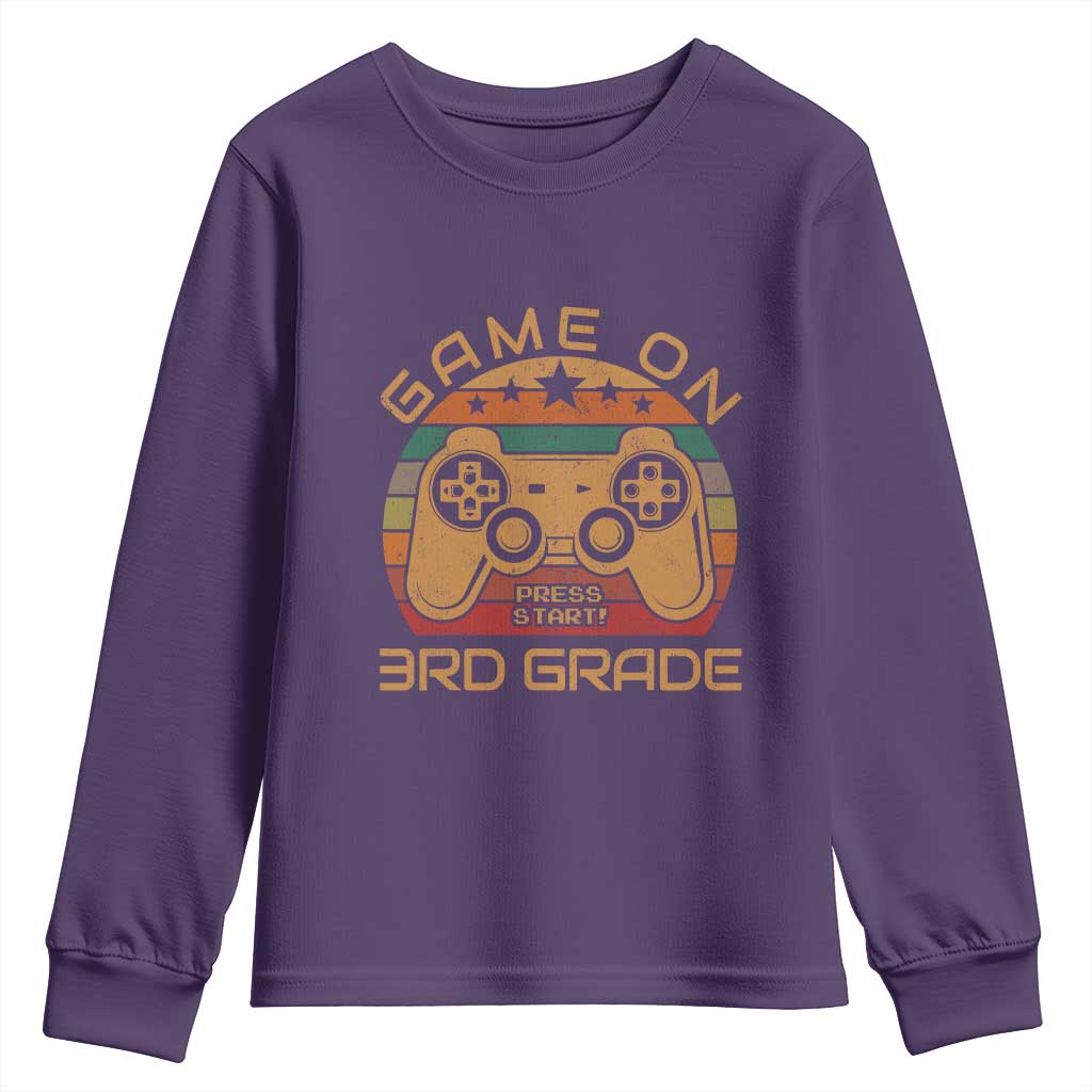 Game On First Day of 3rd Grade Youth Sweatshirt Funny Gamer Back to School Kids Gift