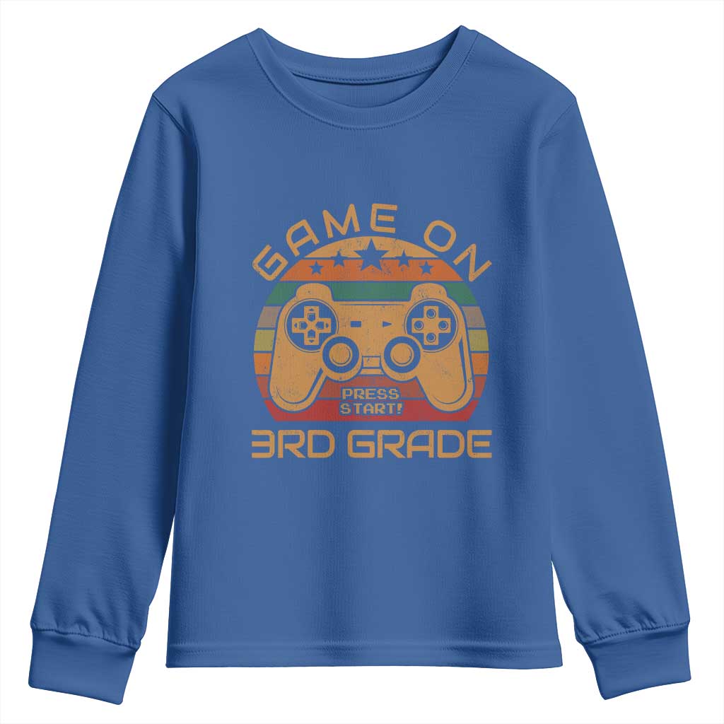 Game On First Day of 3rd Grade Youth Sweatshirt Funny Gamer Back to School Kids Gift