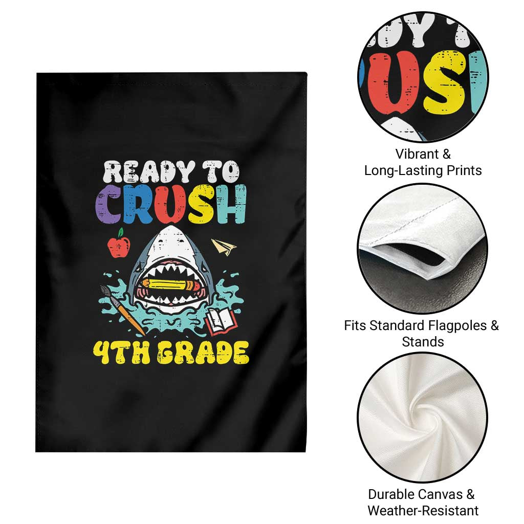 Shark Ready To Crush 4th Grade Garden Flag Cool Boys First Day of School Gift