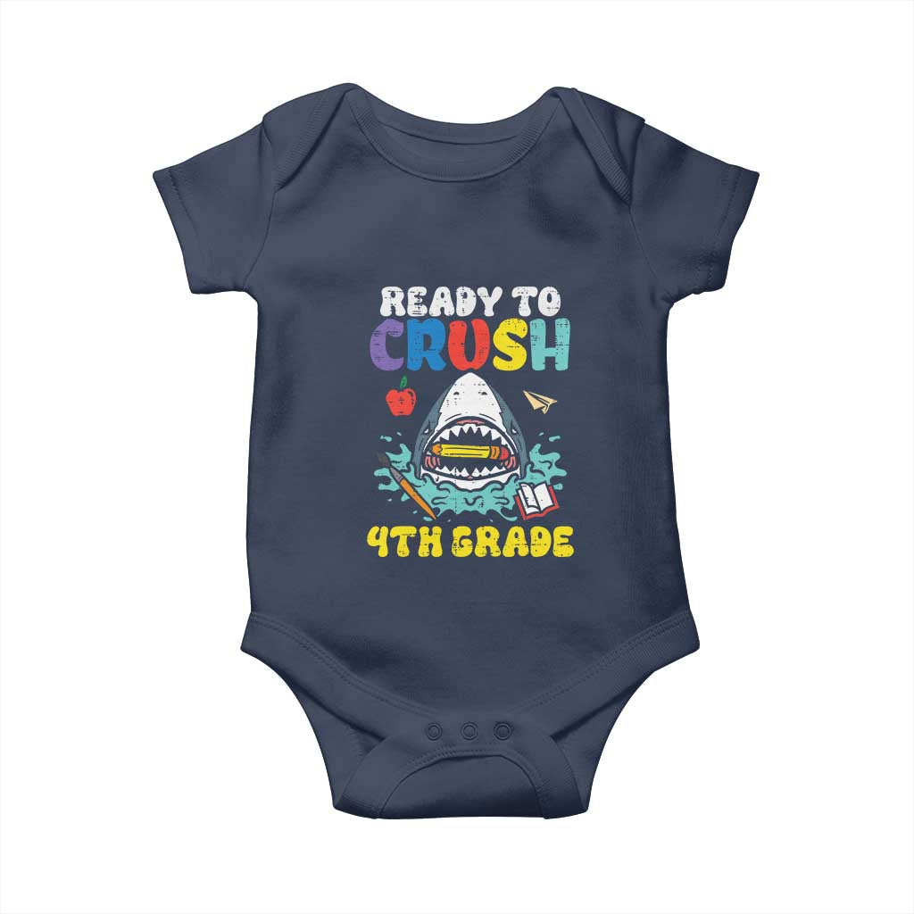 Shark Ready To Crush 4th Grade Baby Onesie Cool Boys First Day of School Gift