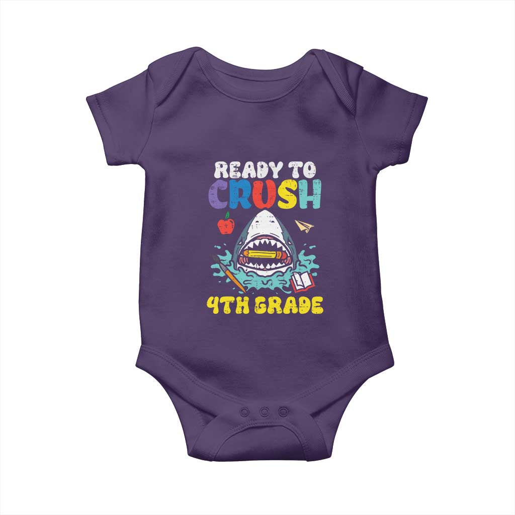 Shark Ready To Crush 4th Grade Baby Onesie Cool Boys First Day of School Gift