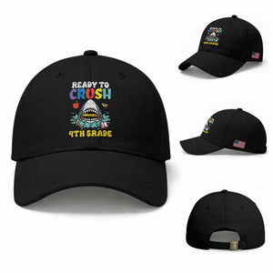 Shark Ready To Crush 4th Grade Baseball Cap Cool Boys First Day of School Gift