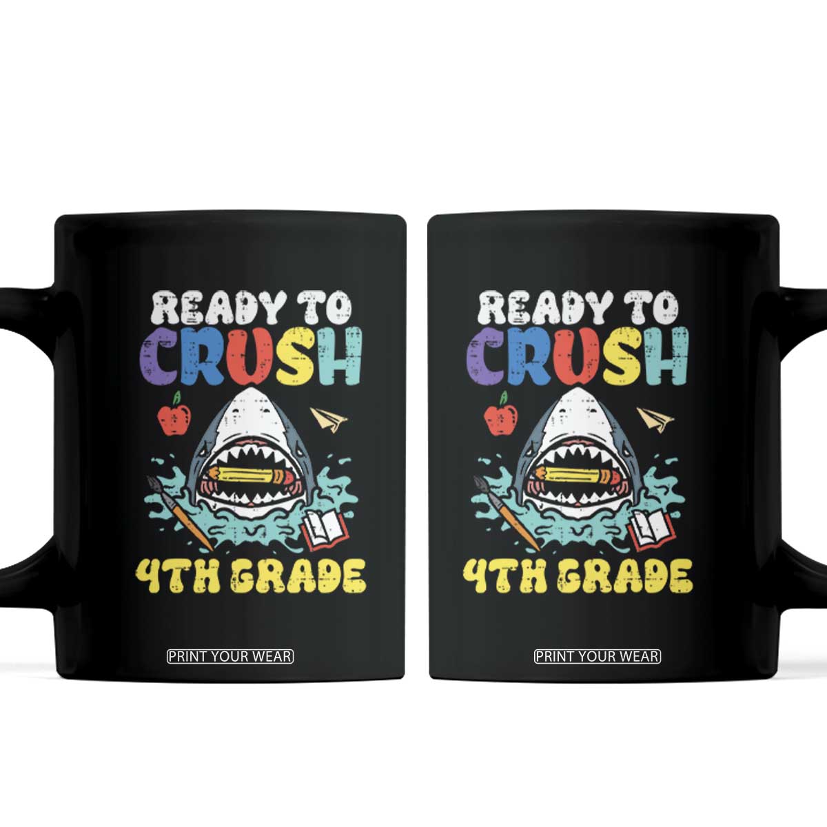 Shark Ready To Crush 4th Grade Coffee Mug Cool Boys First Day of School Gift