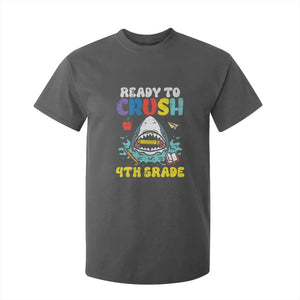 Shark Ready To Crush 4th Grade T Shirt For Kid Cool Boys First Day of School Gift