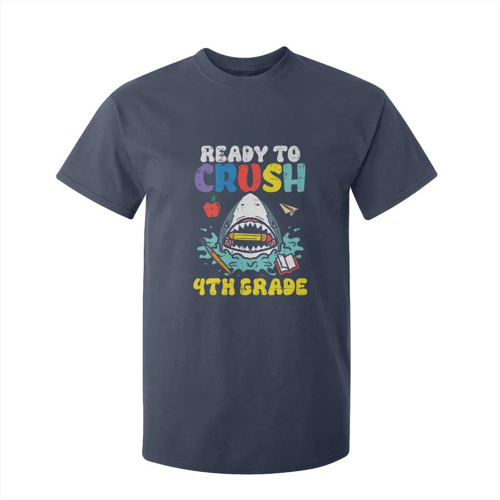 Shark Ready To Crush 4th Grade T Shirt For Kid Cool Boys First Day of School Gift