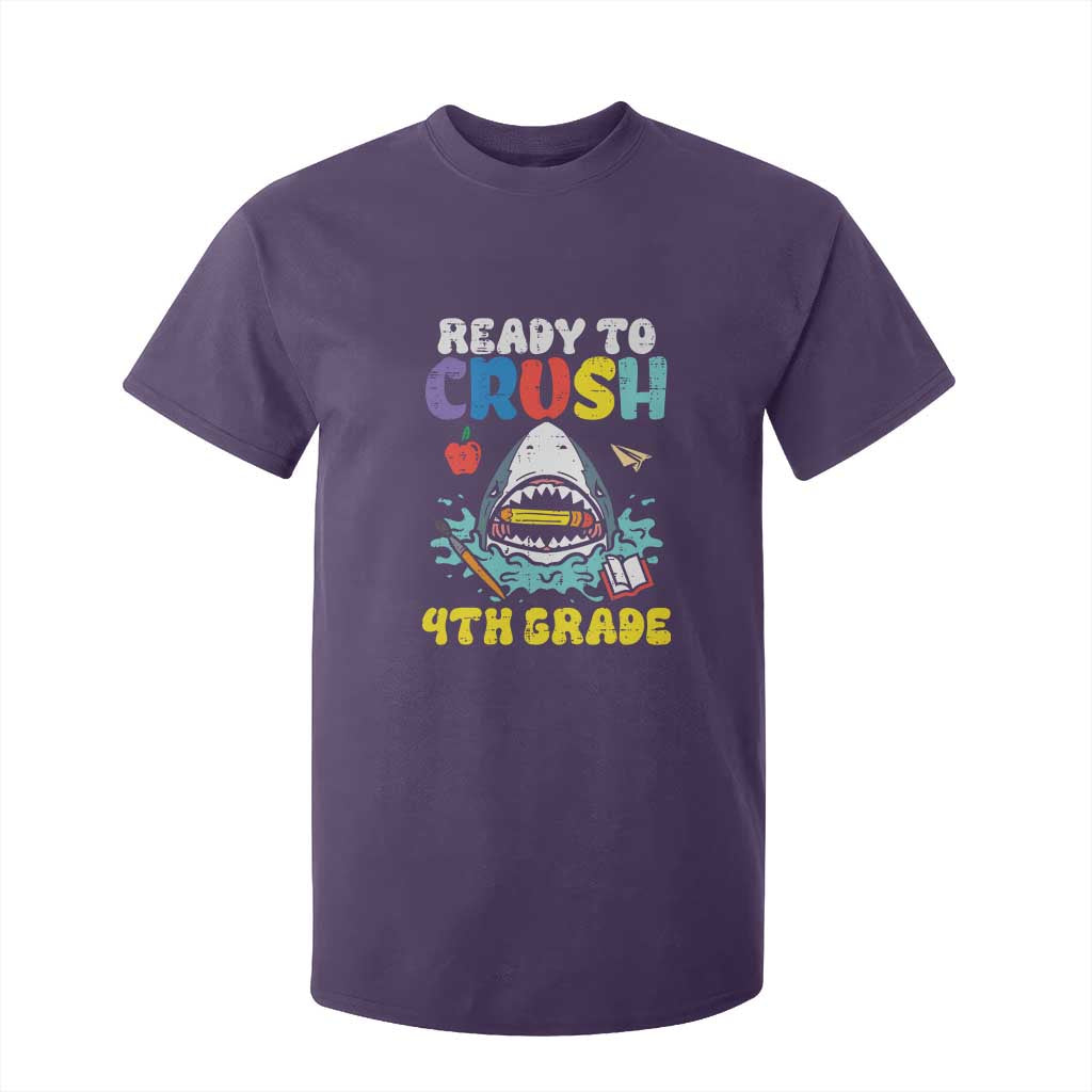 Shark Ready To Crush 4th Grade T Shirt For Kid Cool Boys First Day of School Gift