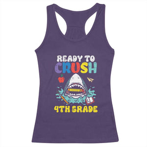Shark Ready To Crush 4th Grade Racerback Tank Top Cool Boys First Day of School Gift