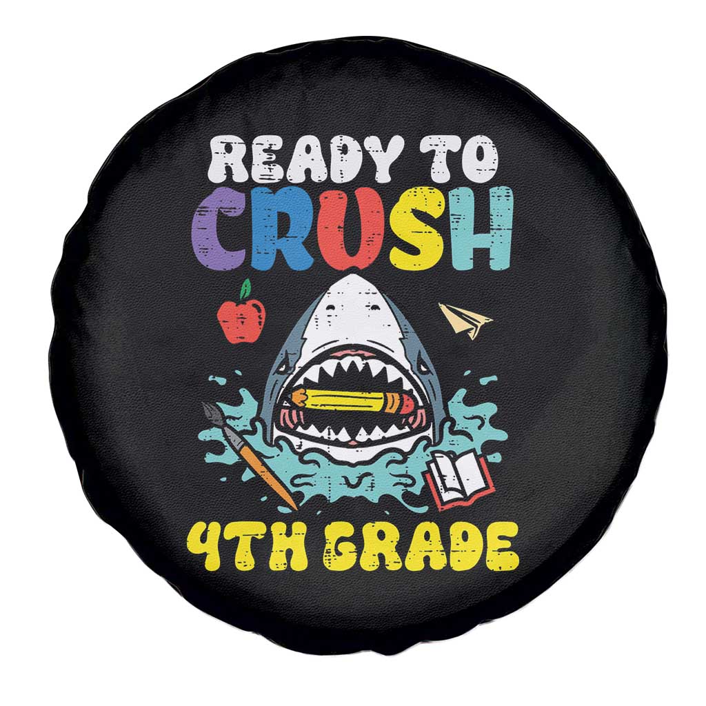 Shark Ready To Crush 4th Grade Spare Tire Cover Cool Boys First Day of School Gift
