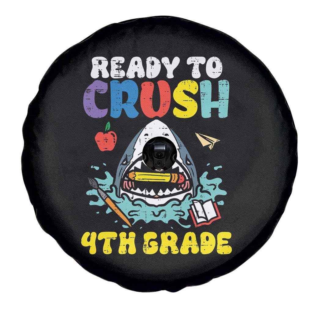 Shark Ready To Crush 4th Grade Spare Tire Cover Cool Boys First Day of School Gift