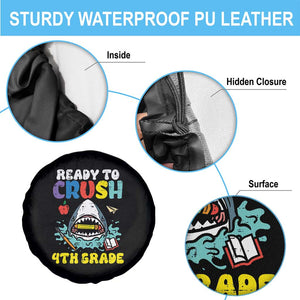 Shark Ready To Crush 4th Grade Spare Tire Cover Cool Boys First Day of School Gift