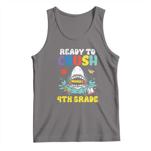 Shark Ready To Crush 4th Grade Tank Top Cool Boys First Day of School Gift