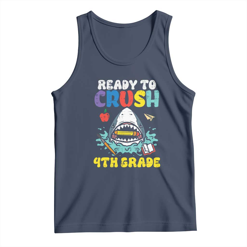 Shark Ready To Crush 4th Grade Tank Top Cool Boys First Day of School Gift